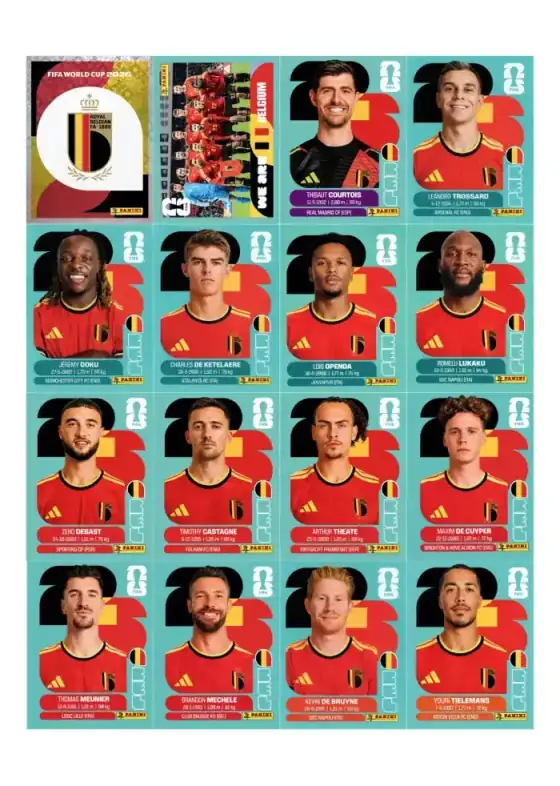 Figurinhas da seleção Bélgica