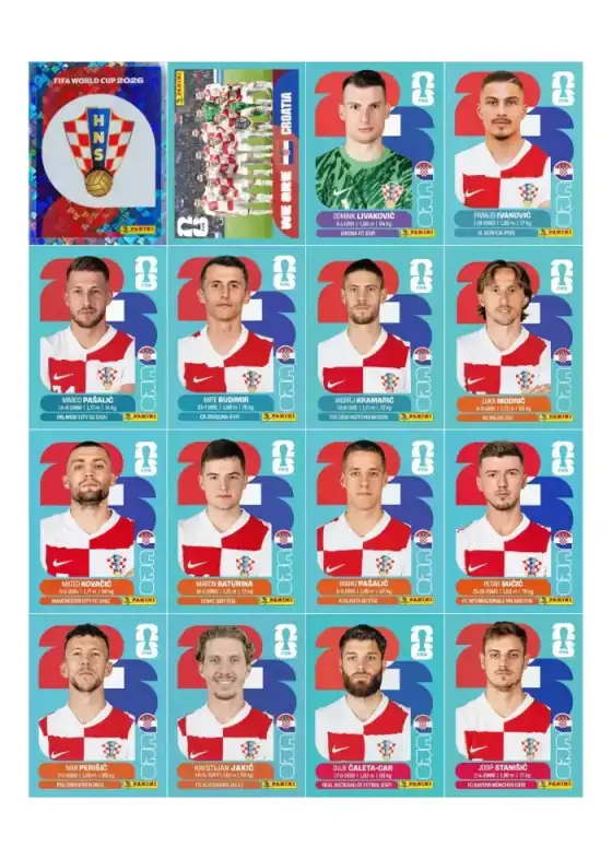 Figurinhas da seleção Croácia