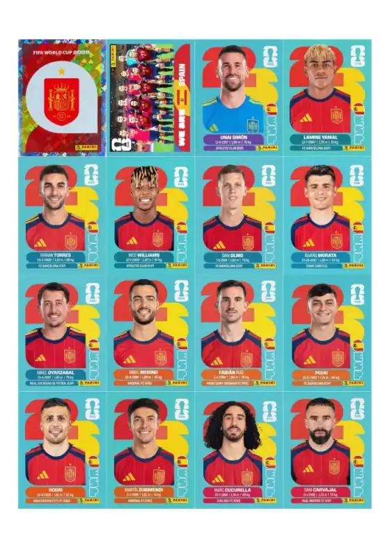 Figurinhas da seleção Espanha