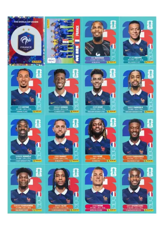 Figurinhas da seleção França